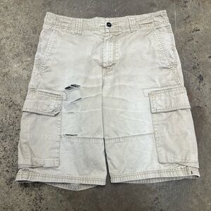 Y2K Hurley Cargo Pants Men’s 30 Baggy Distressed Tan Faded Streetwear Skater